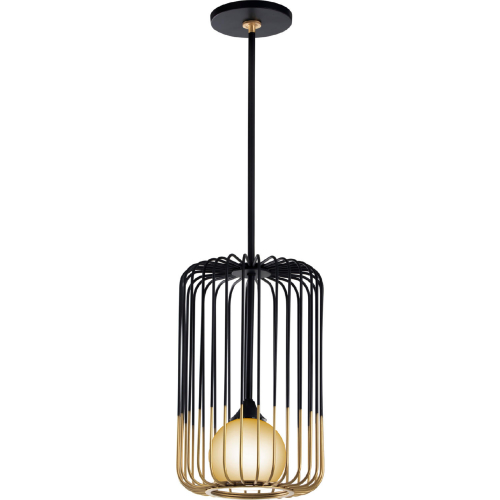 Circa Ceiling Pendant Light in Brushed Black, Antique Brass & Misted Glass